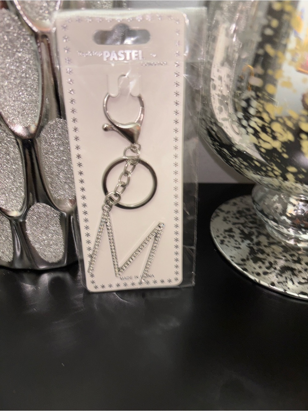 ✨Charm/Keychain-Silver Rhinestone Letter M✨